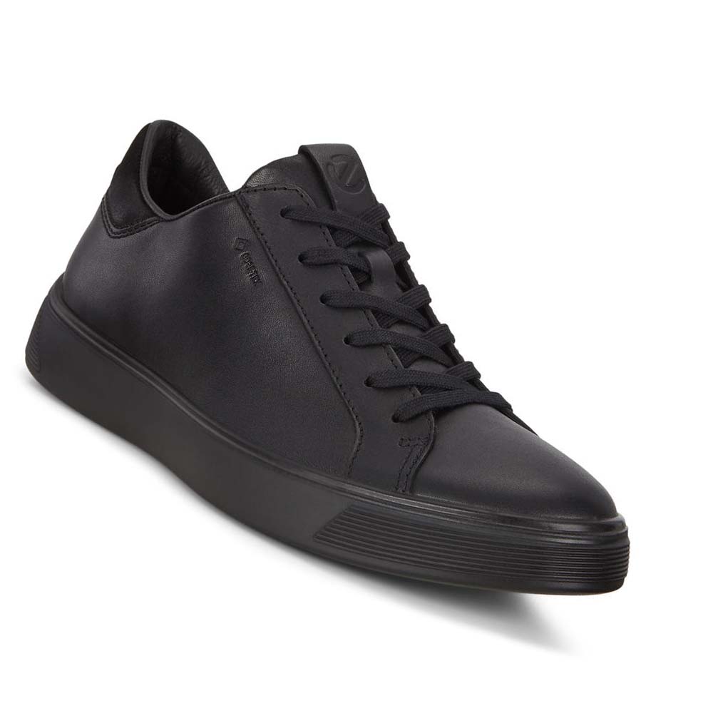 Men's Ecco Street Tray Gtx Sneakers Black | Canada 663MQZ